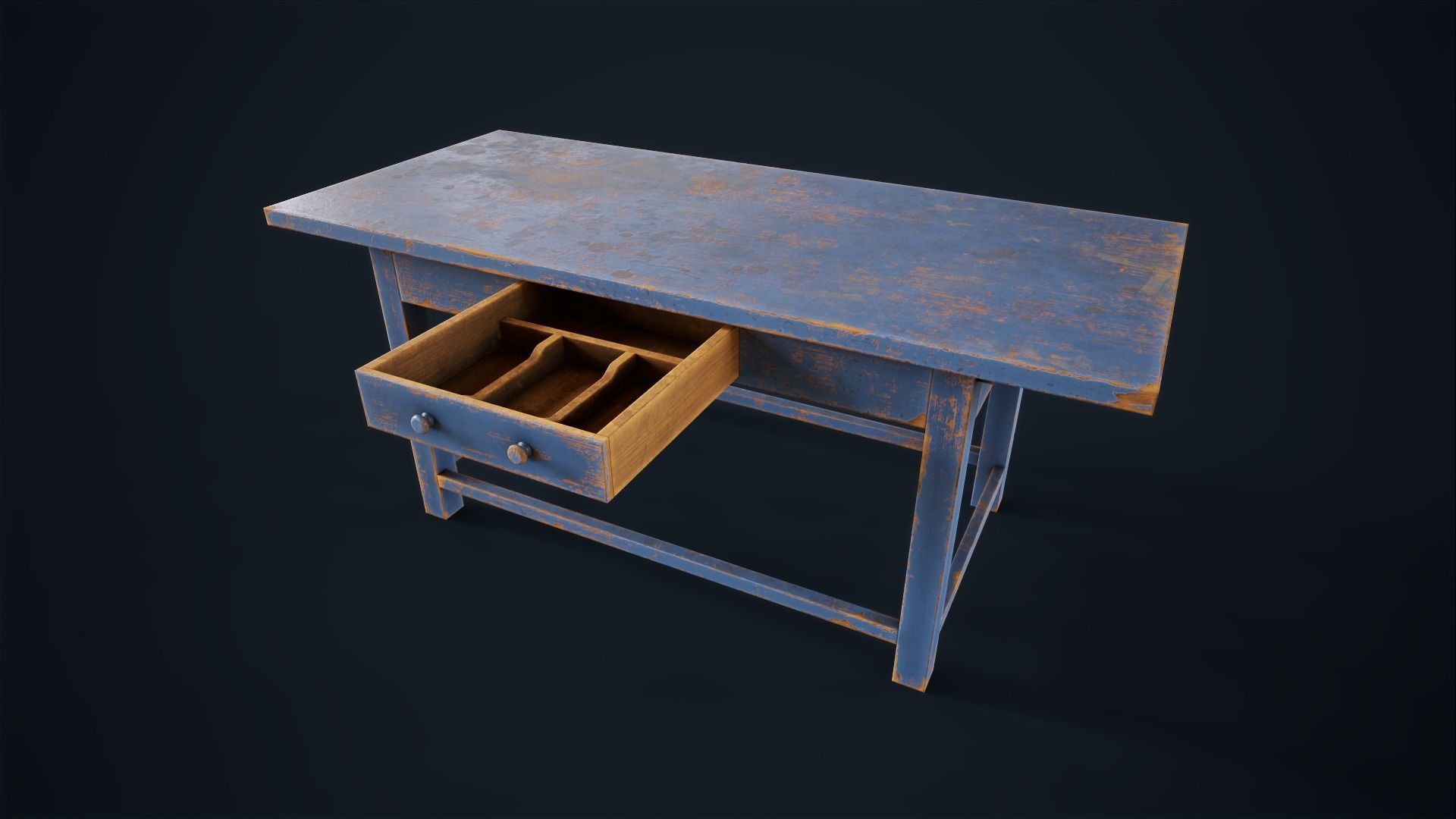 Industrial work desk Low-poly 3D model_3