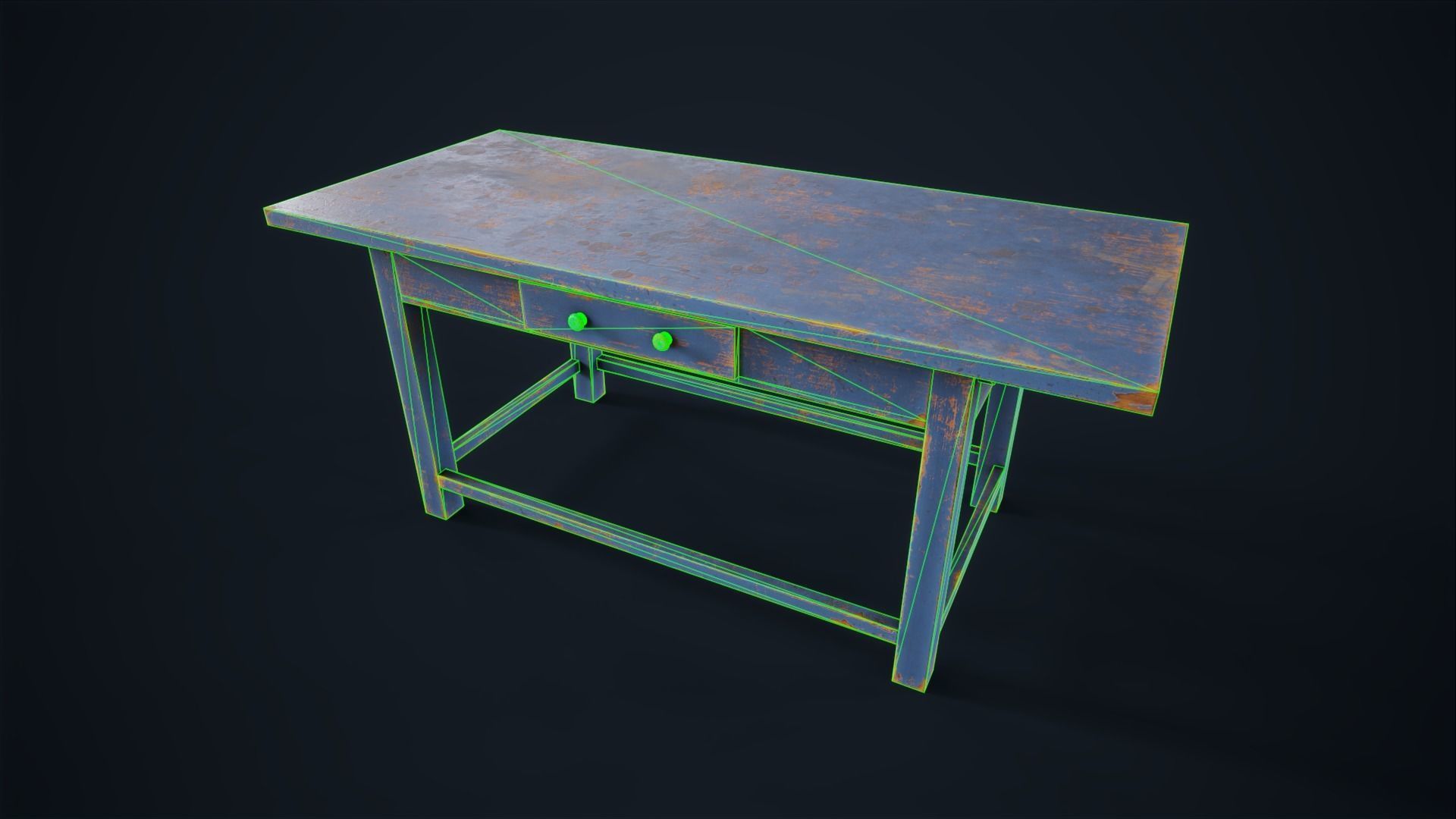 Industrial work desk Low-poly 3D model_20