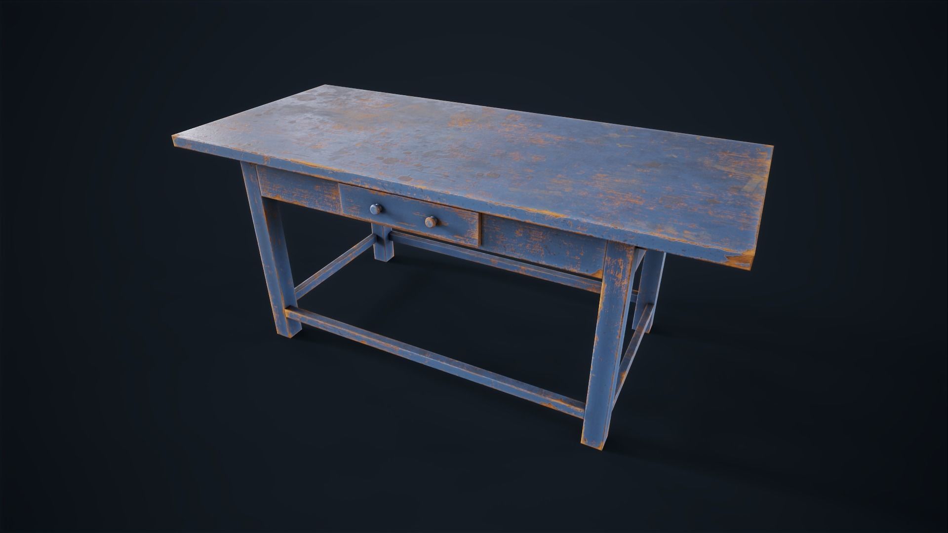 Industrial work desk Low-poly 3D model_1