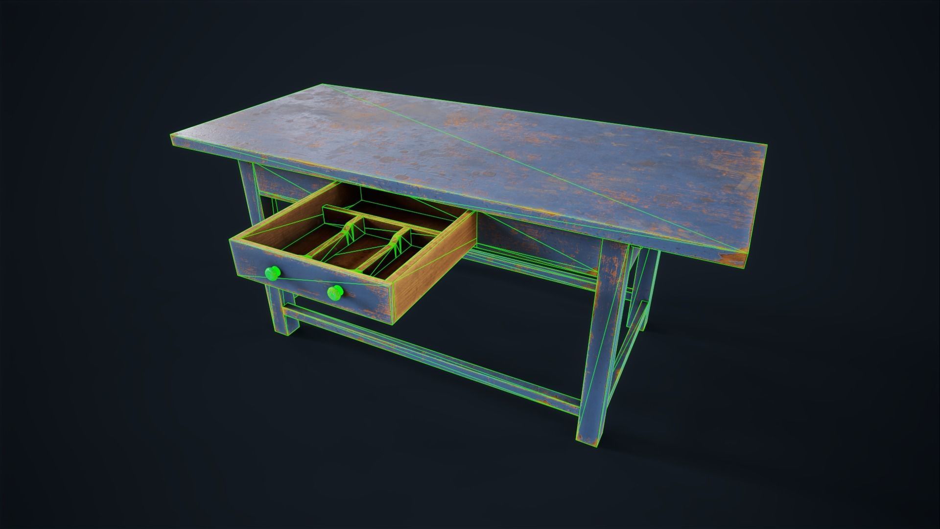 Industrial work desk Low-poly 3D model_19