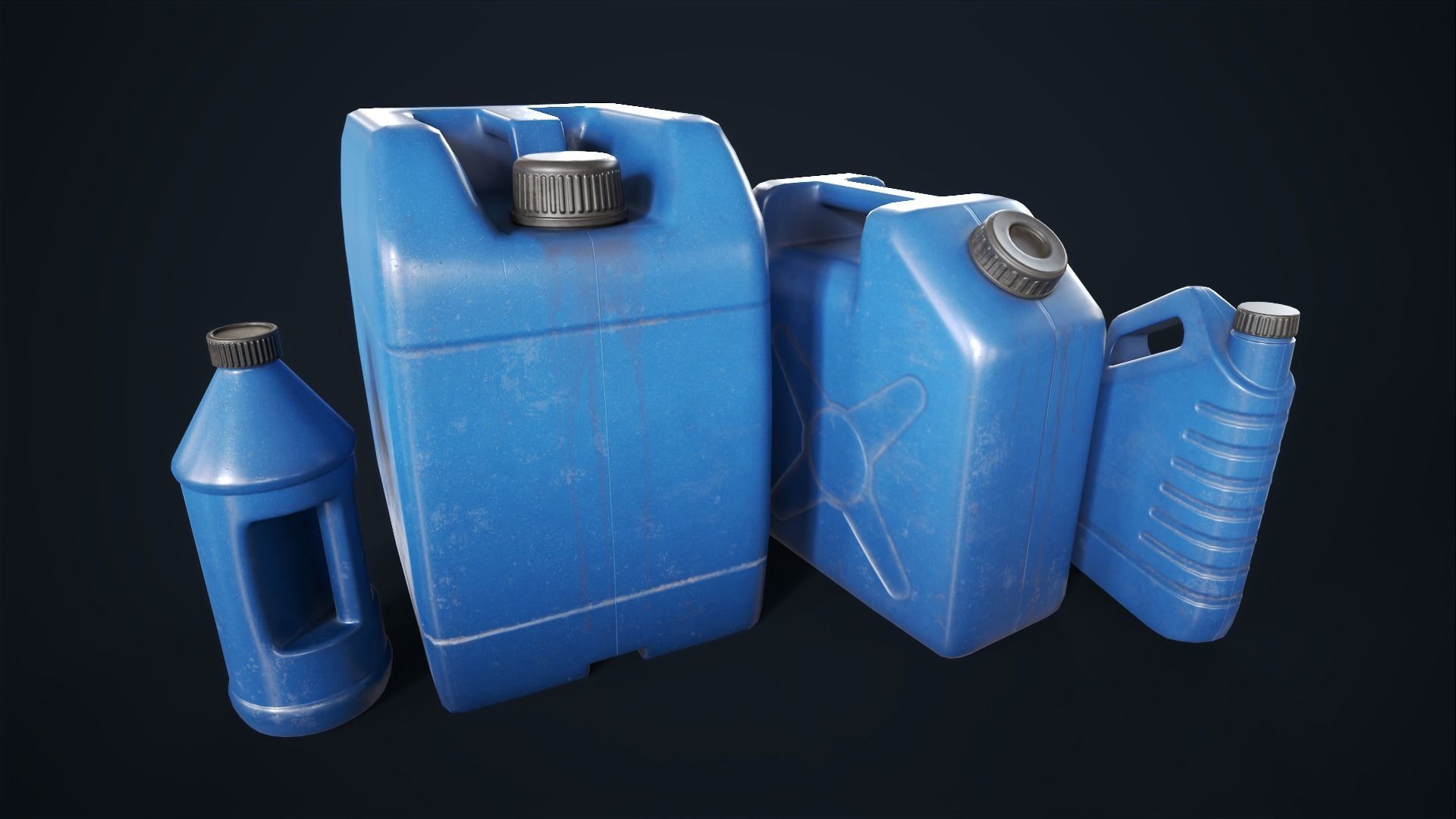  Plastic canisters Low-poly 3D model_4