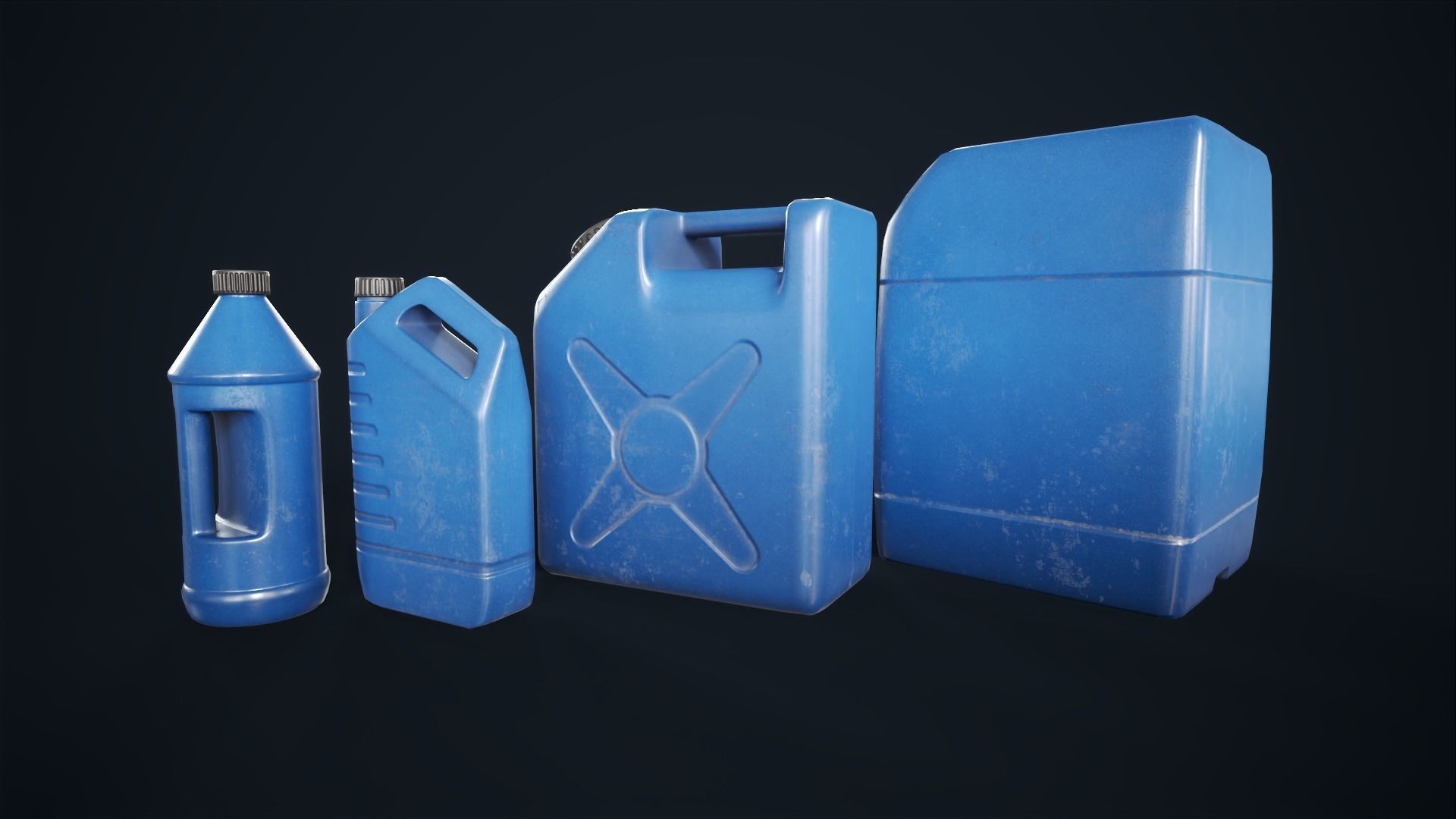  Plastic canisters Low-poly 3D model_3
