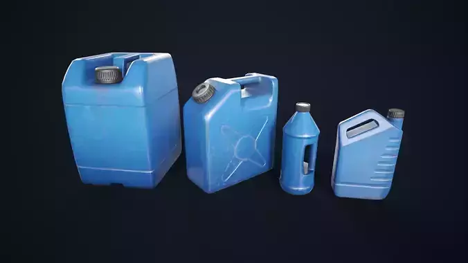  Plastic canisters Low-poly 3D model