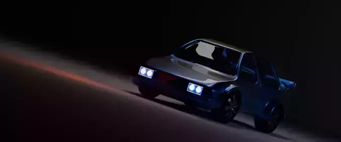 car blue  Low-poly 3D model