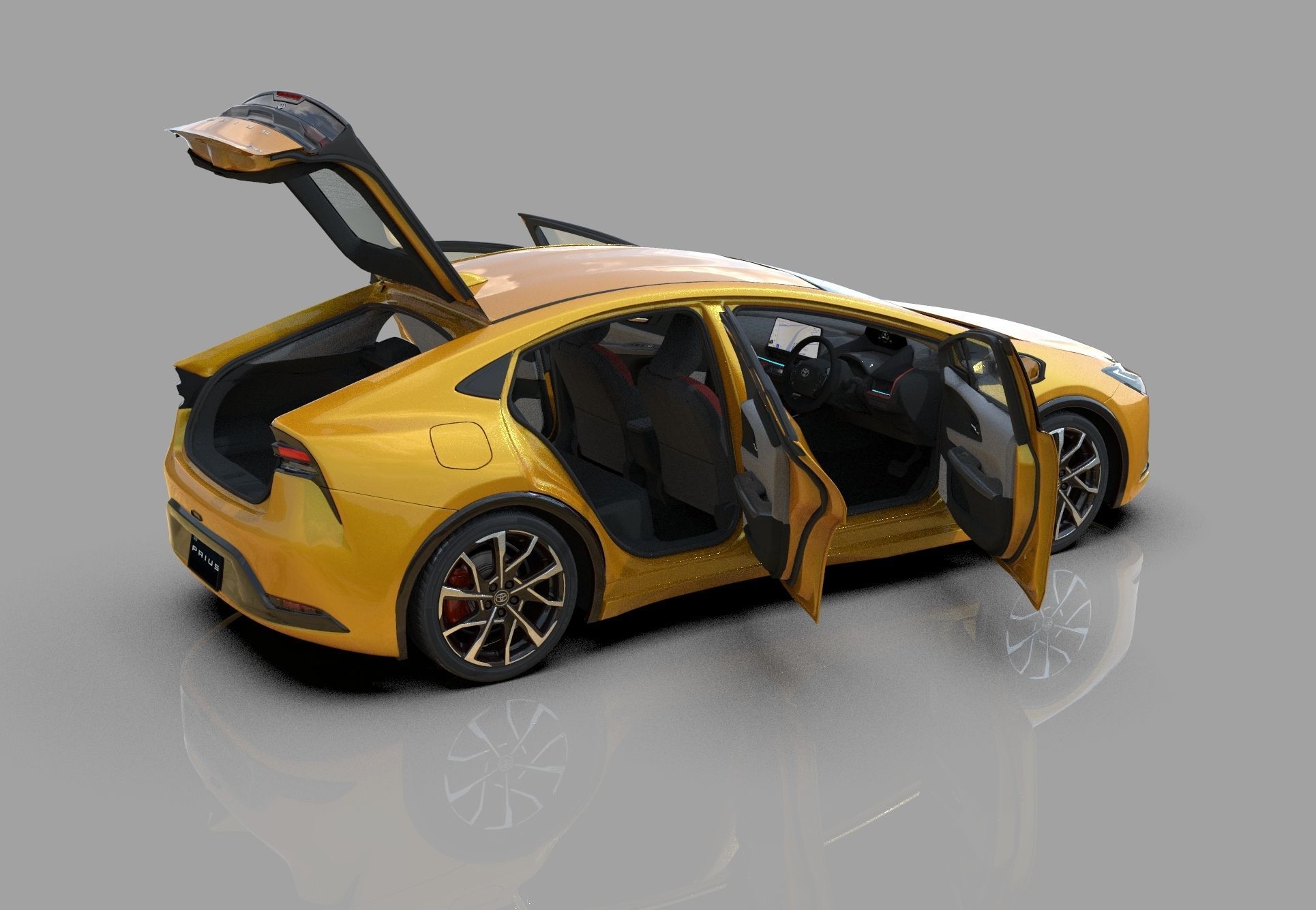 Toyota Prius 2023 HQ interior 3D model_22