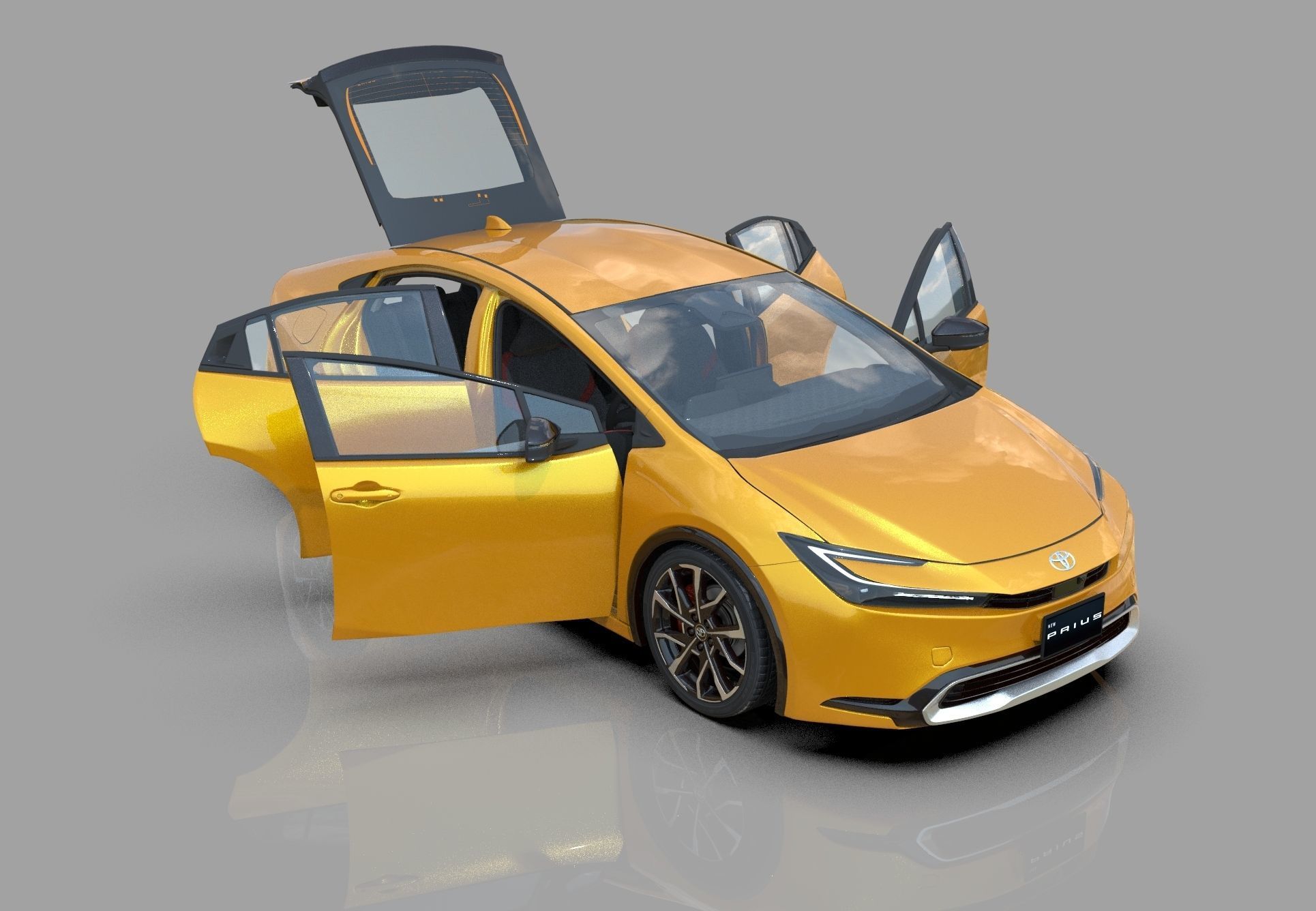 Toyota Prius 2023 HQ interior 3D model_21