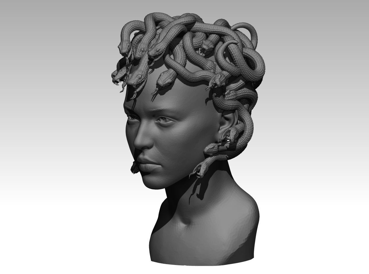 Gorgon medusa bust 3D print model_1