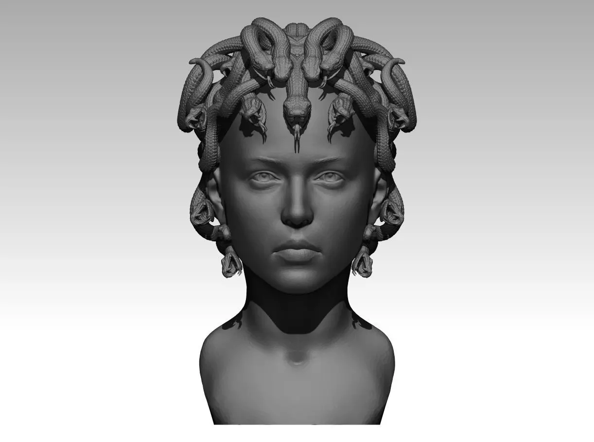 Gorgon medusa bust 3D print model_0
