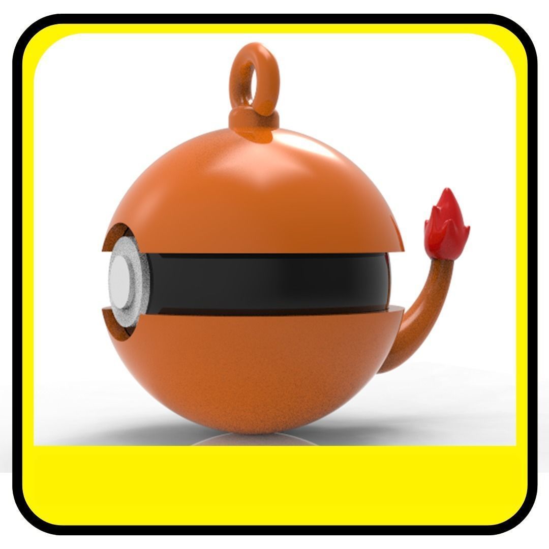 POKEMON CHRISTMAS ORNAMENTS - POKEBALLS - CHARMANDER 3D print model_1