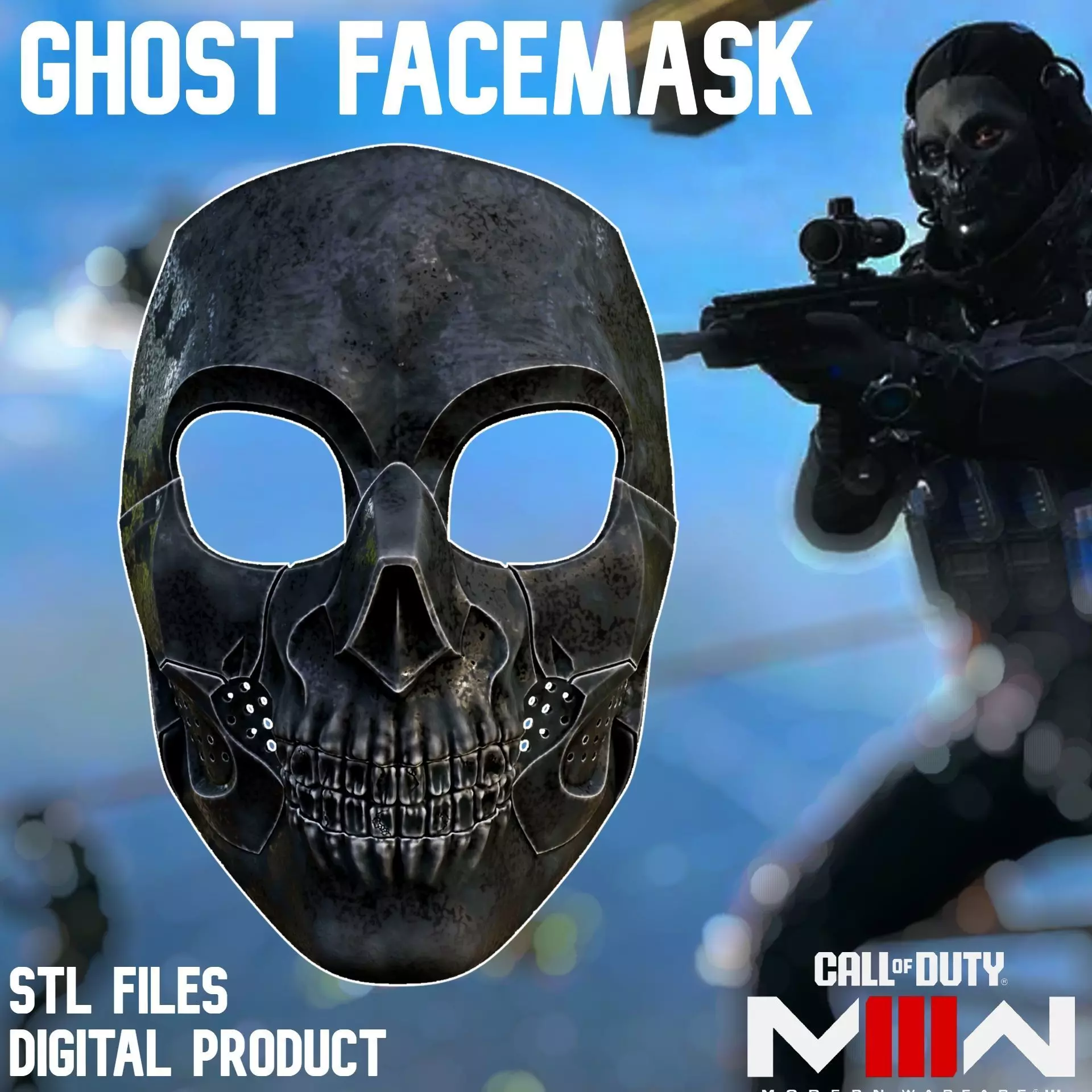Call of Duty Modern Warfare 3 Ghost Operator Skull Mask 3D print model_0