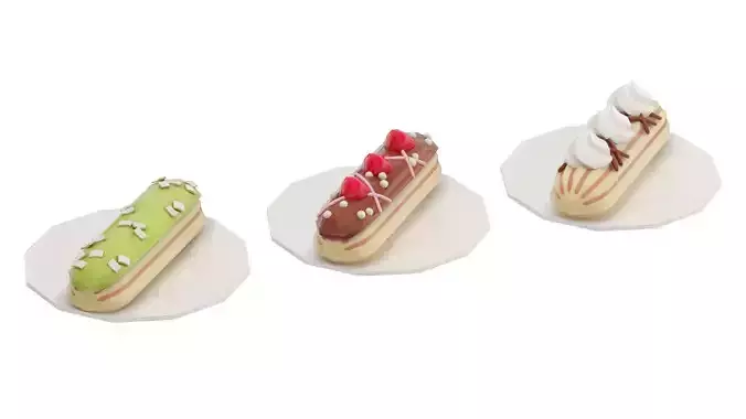 Lowpoly Desserts Eclairs