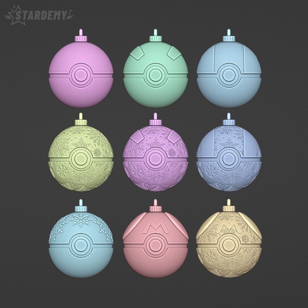 Pokeball Christmas Ornaments Pokemon 3D print model_10