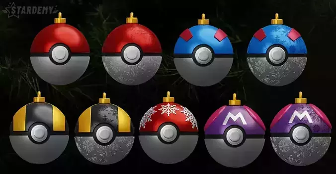 Pokeball Christmas Ornaments Pokemon 3D print model