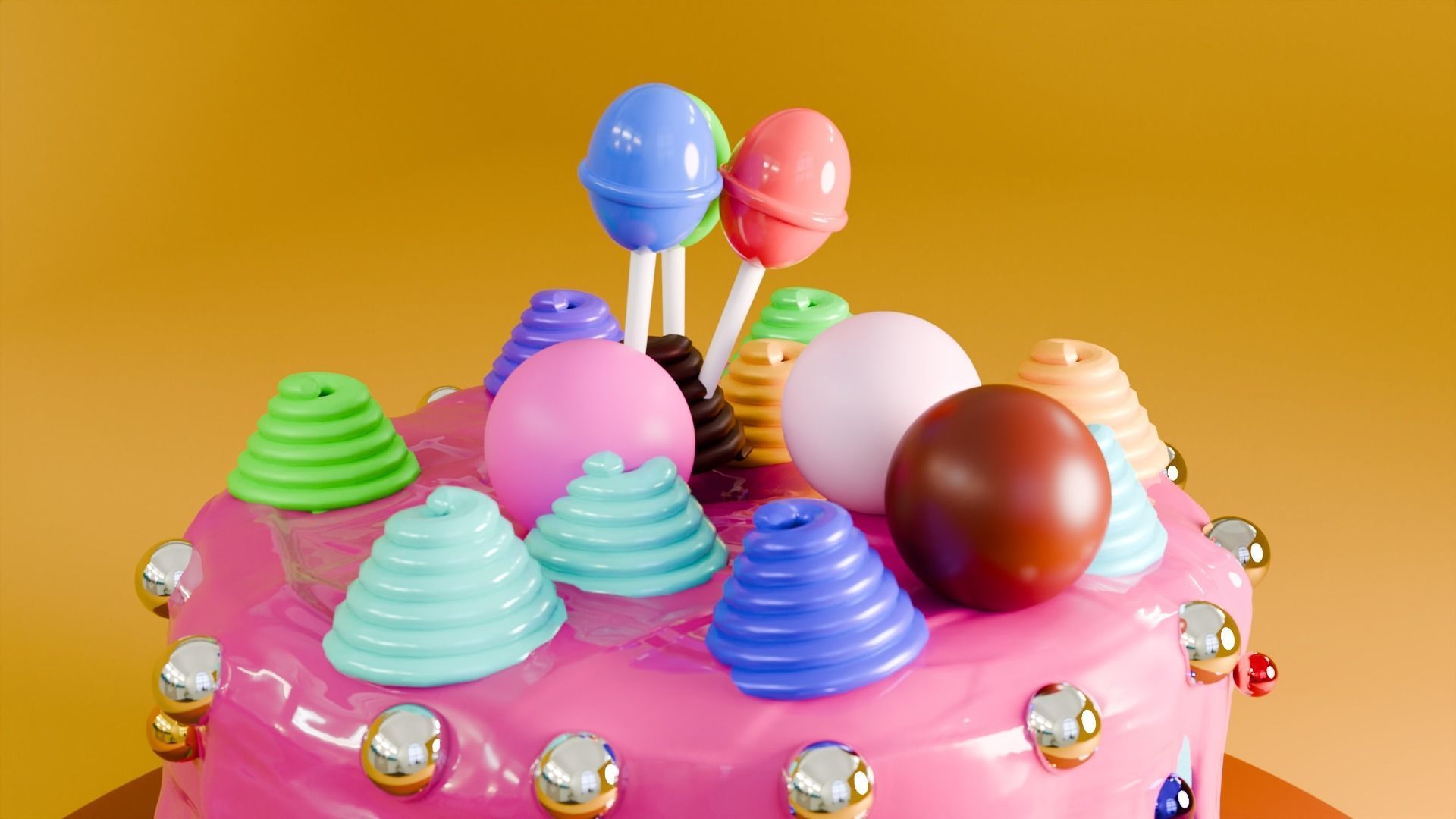 Birthday Cake 3D model_4