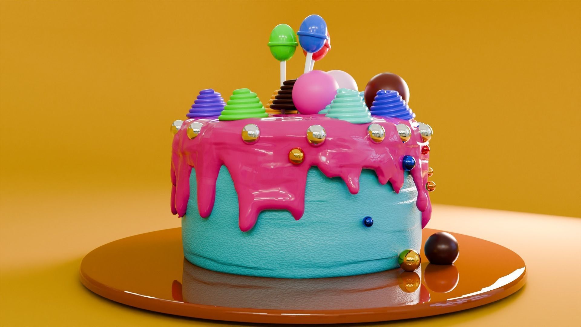 Birthday Cake 3D model_2