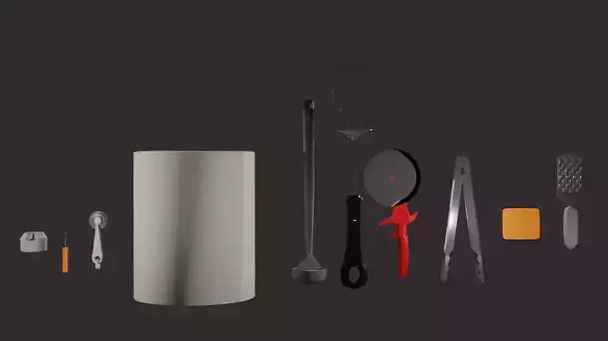 Cooking Utensils Set Low-poly 3D model