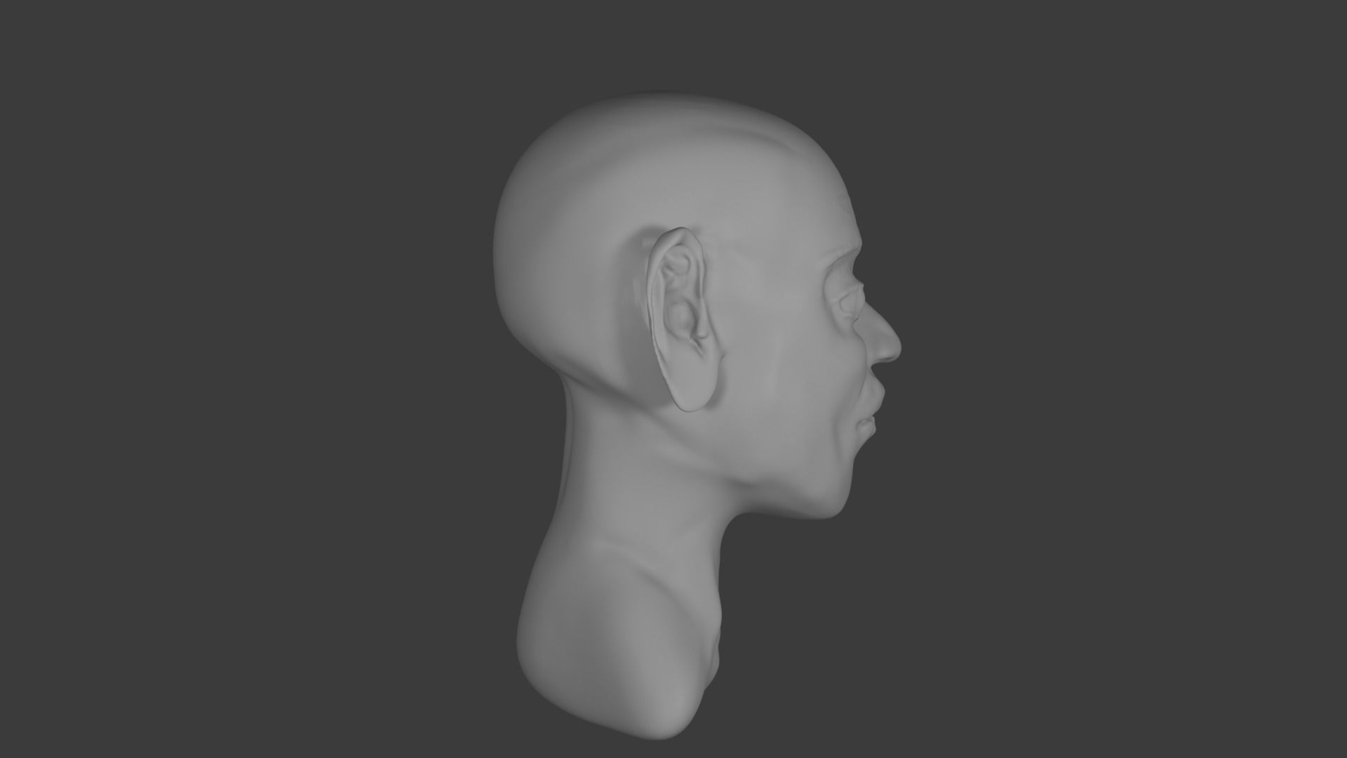 Creepy off-human base head mesh 3D model_1