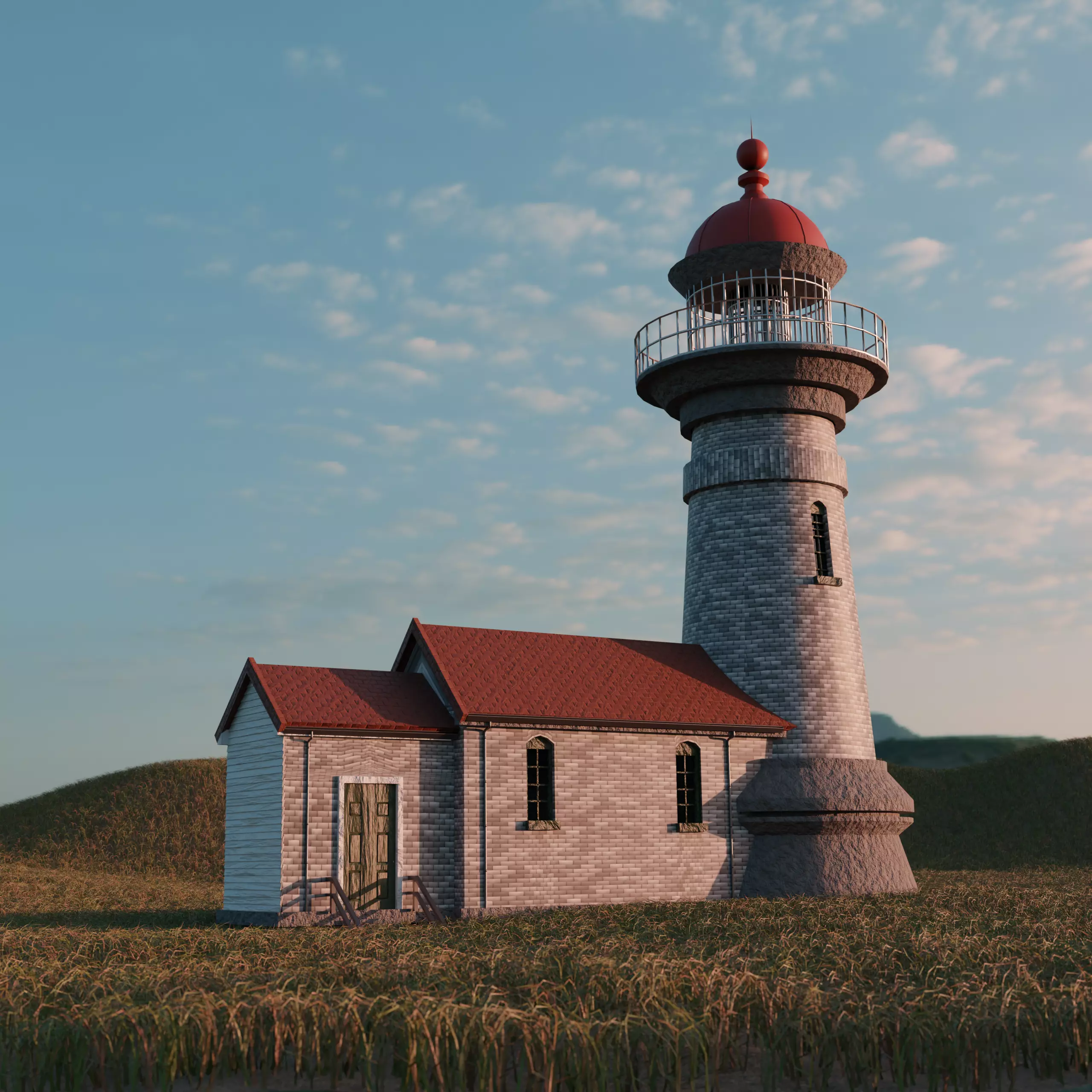 lighthouse in the field Free 3D model