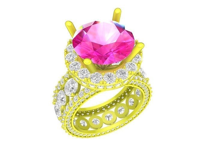 7369 luxury halo enternity diamond engagement ring 3D print model