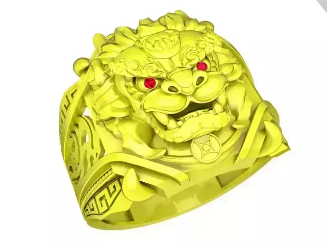 Fengshui Diamond Dragon Ring 3D Model A7375