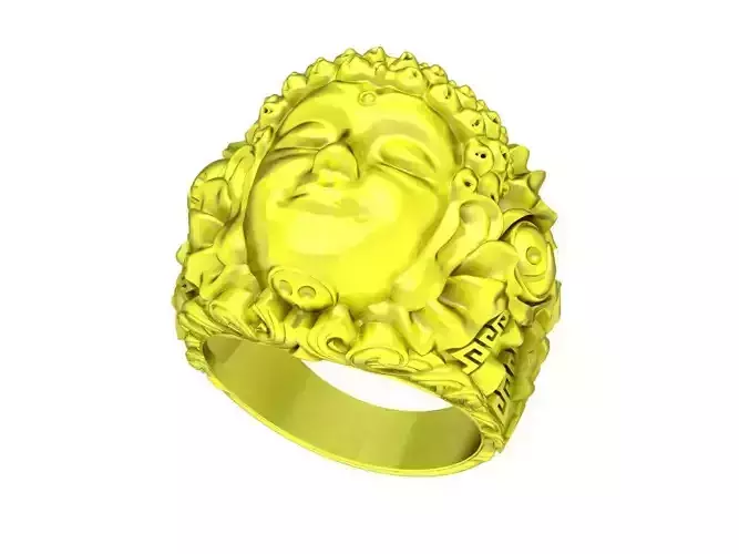 24k Head Buddha Ring 3D Model A7376