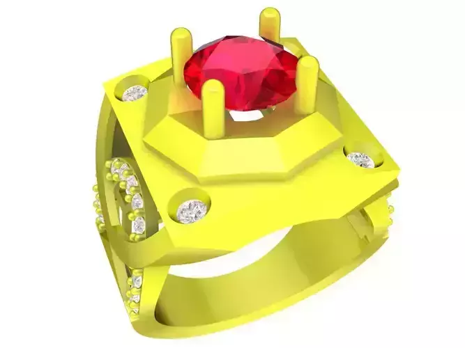 Korean Style Diamond Men Ring 3D Model A7377