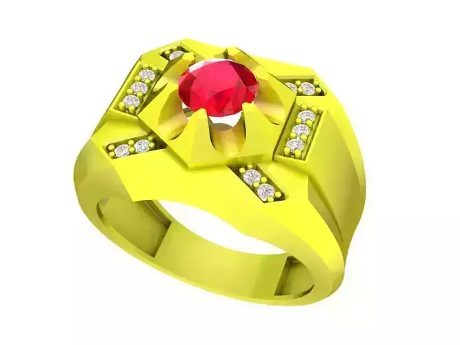 Korean Style Diamond Men Ring 3D Model A7378