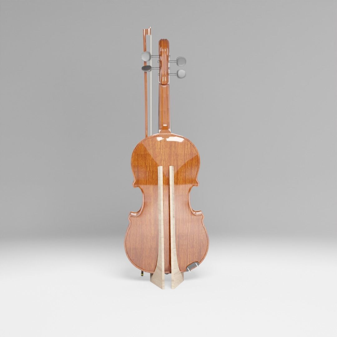 Violin with an integrated case Low-poly 3D model_4