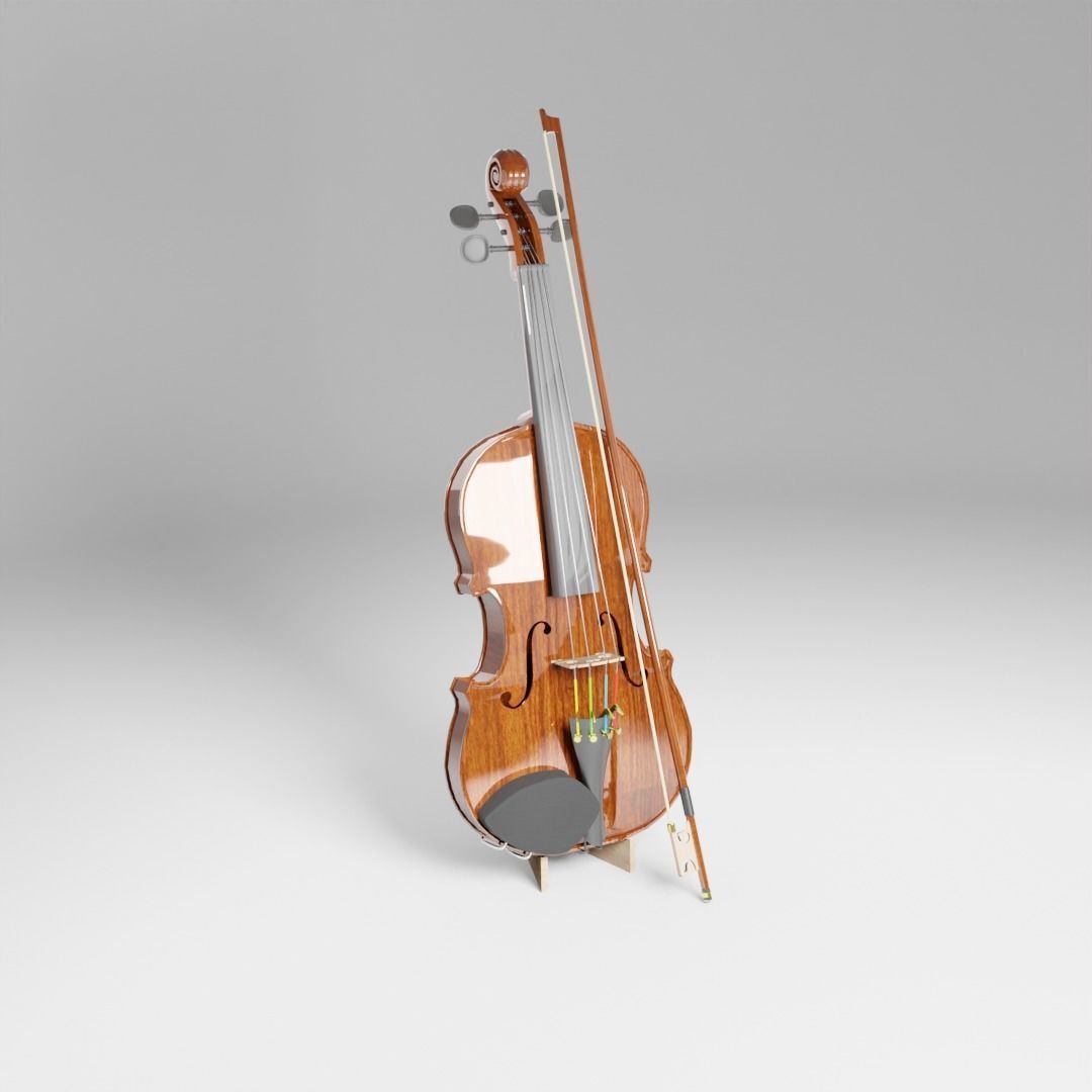 Violin with an integrated case Low-poly 3D model_2