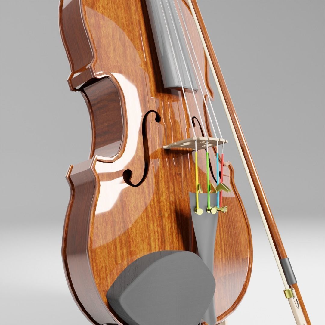 Violin with an integrated case Low-poly 3D model_3