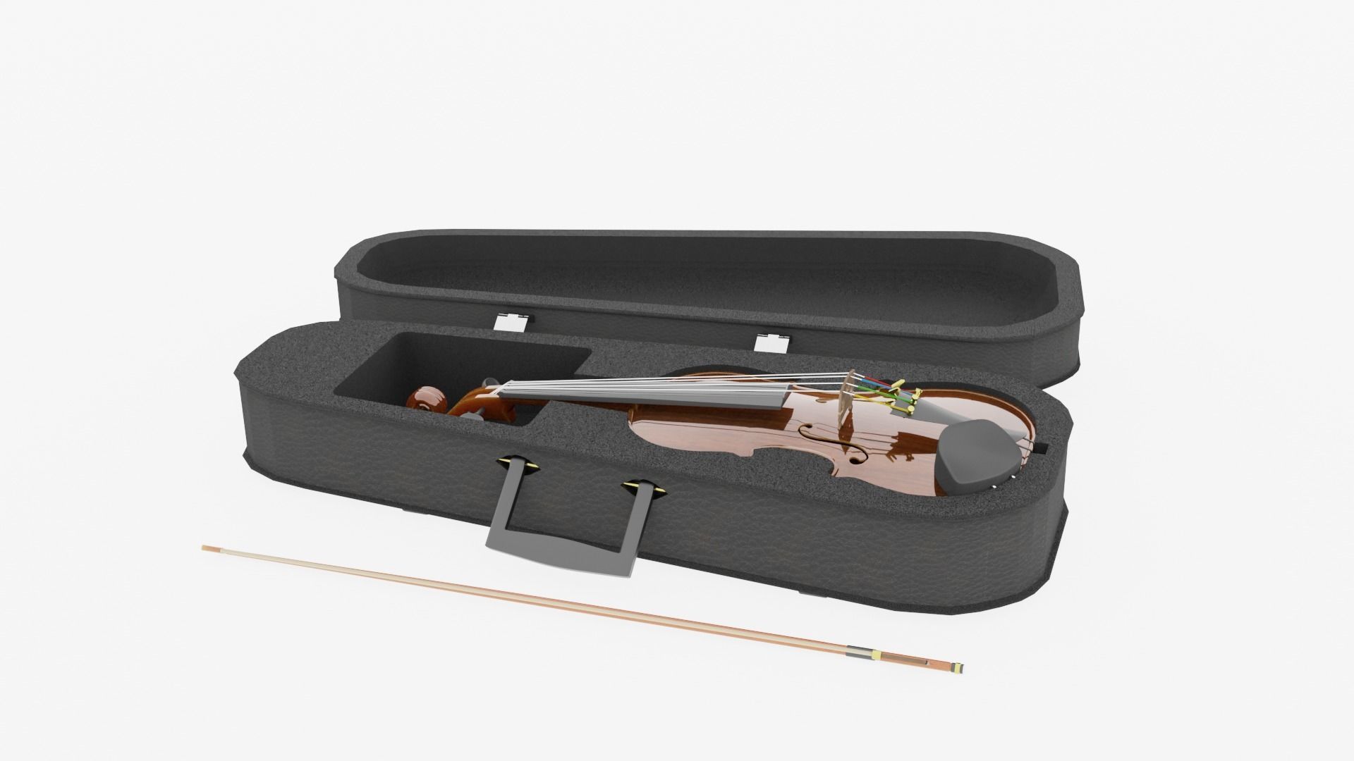 Violin with an integrated case Low-poly 3D model_6