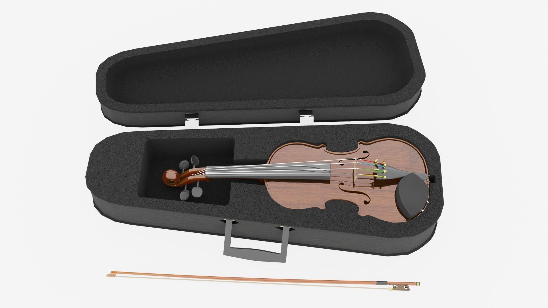 Violin with an integrated case Low-poly 3D model_7