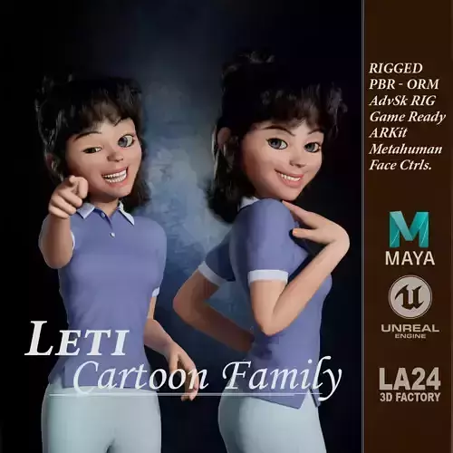 Leti - Cartoons Family Low-poly 3D model