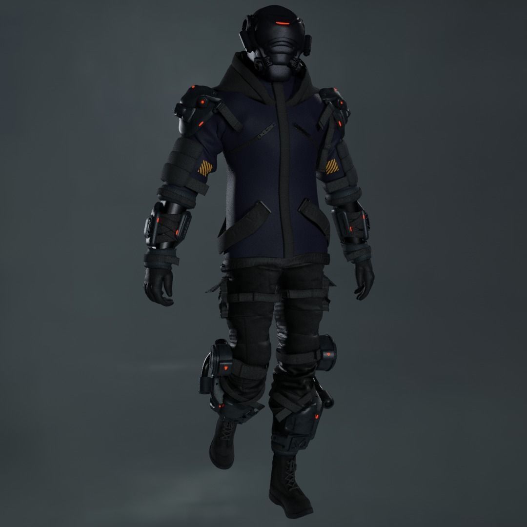 Cyberpunk Character Cyber Hunter 3D model_5