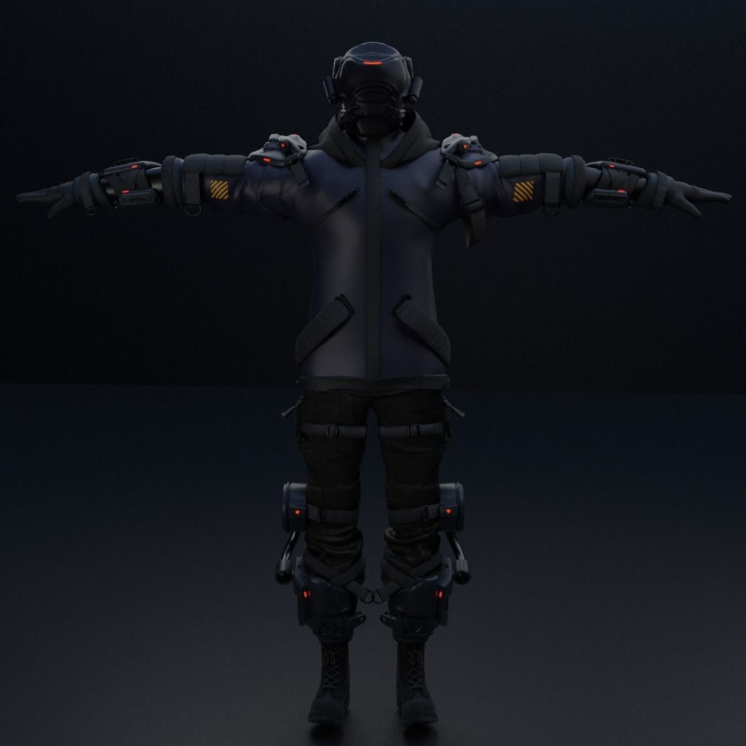 Cyberpunk Character Cyber Hunter 3D model_14