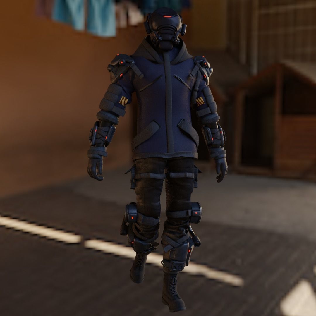 Cyberpunk Character Cyber Hunter 3D model_18