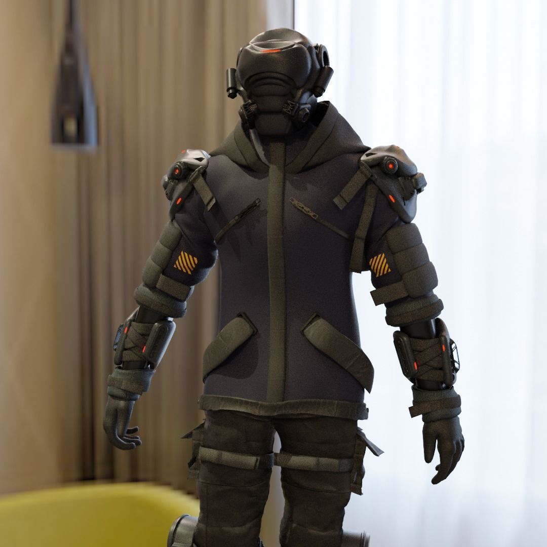 Cyberpunk Character Cyber Hunter 3D model_21