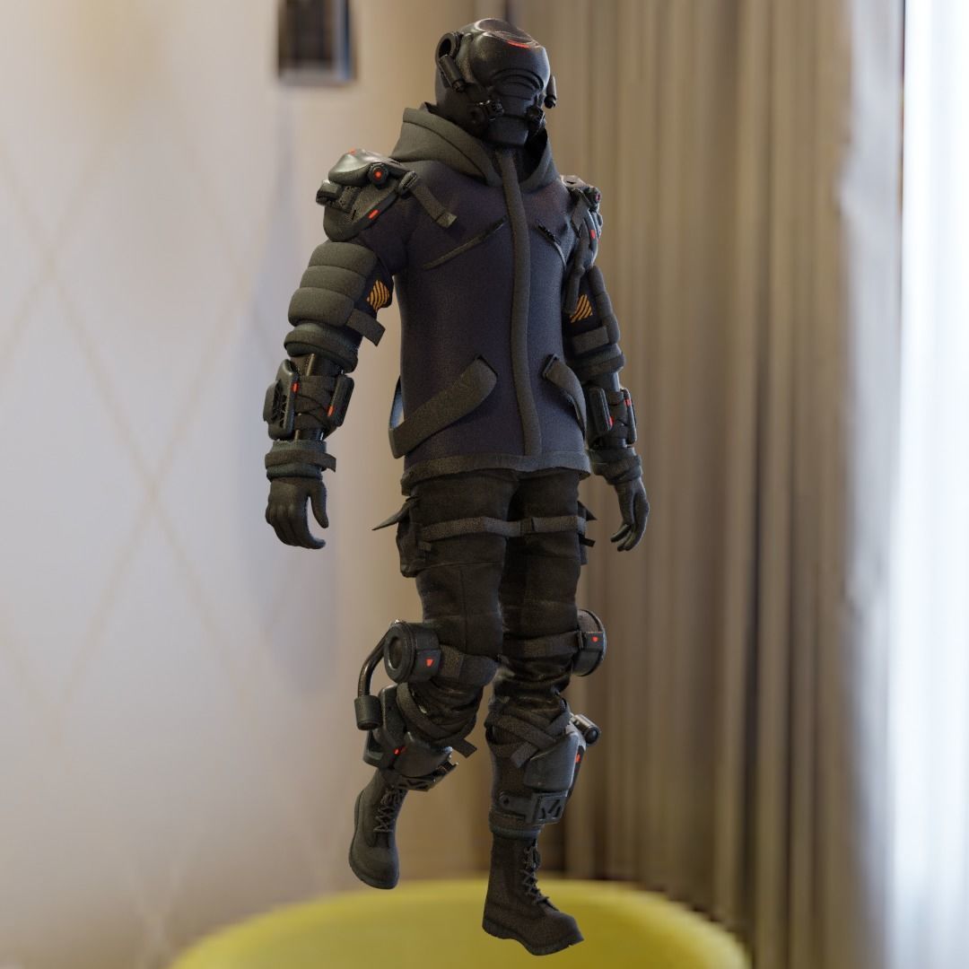 Cyberpunk Character Cyber Hunter 3D model_20
