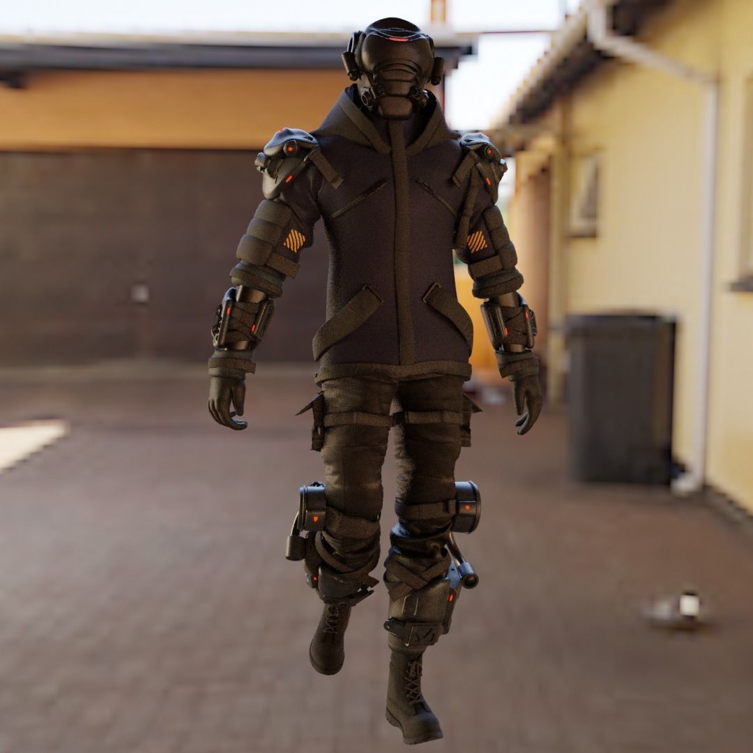 Cyberpunk Character Cyber Hunter 3D model_19
