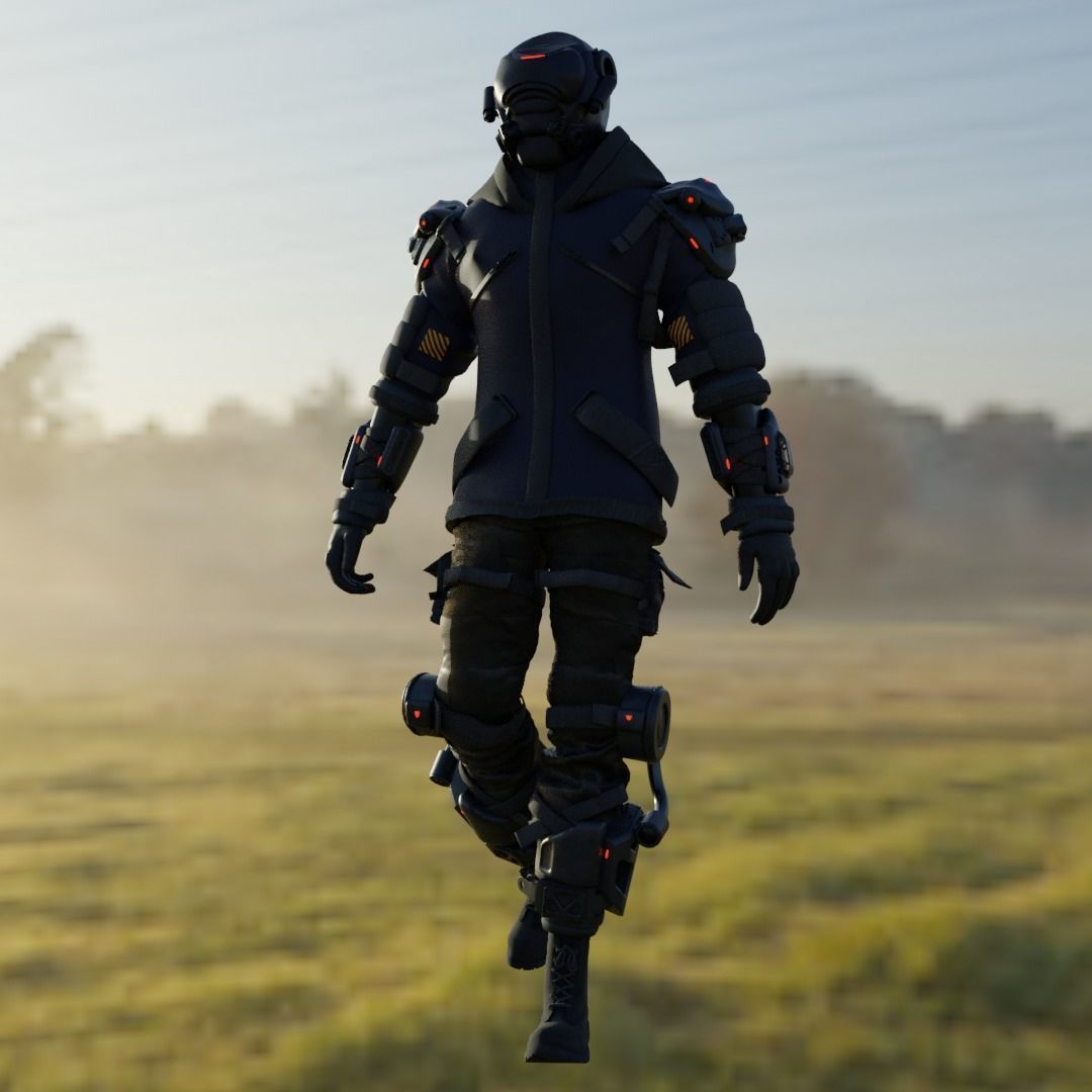 Cyberpunk Character Cyber Hunter 3D model_6