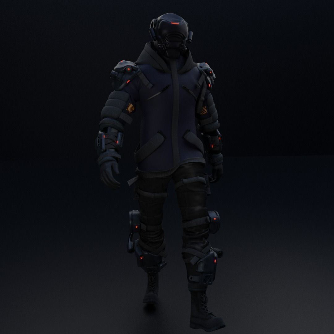 Cyberpunk Character Cyber Hunter 3D model_10
