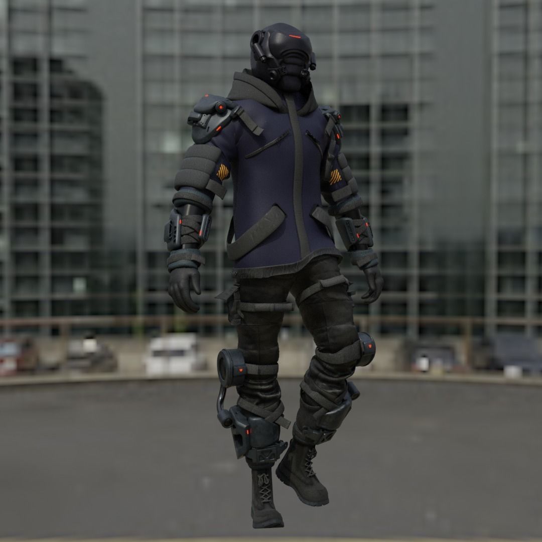 Cyberpunk Character Cyber Hunter 3D model_17