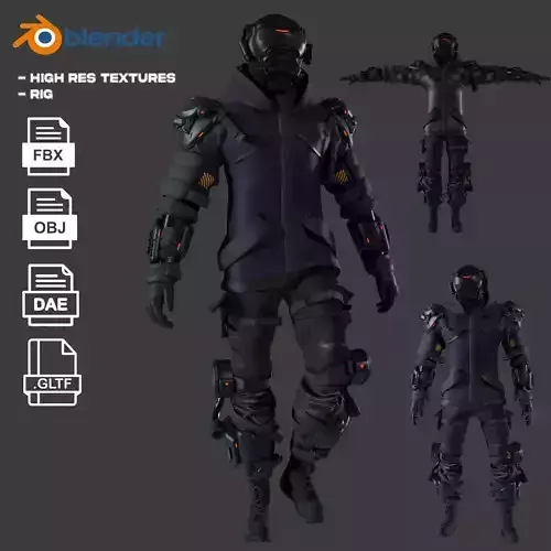 Cyberpunk Character Cyber Hunter 3D model