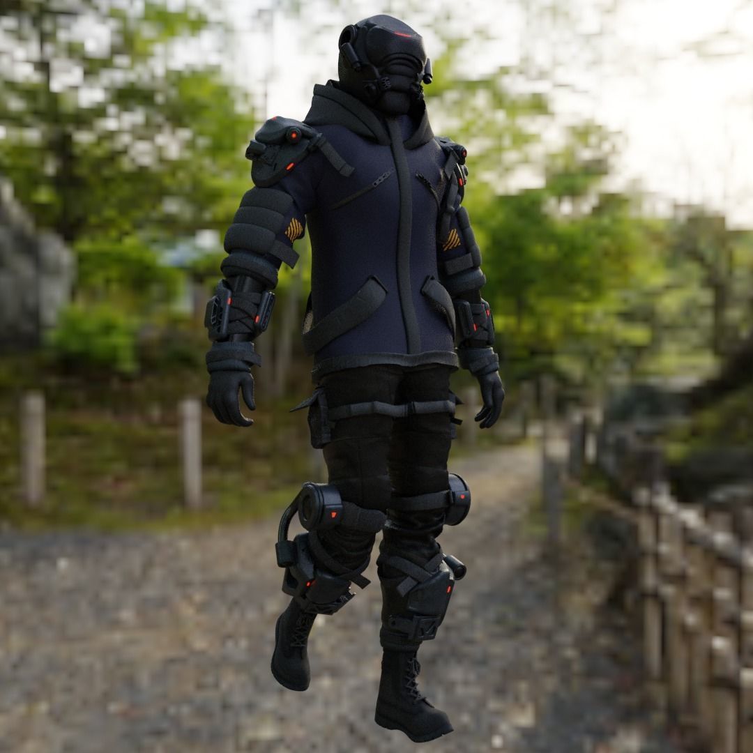 Cyberpunk Character Cyber Hunter 3D model_15