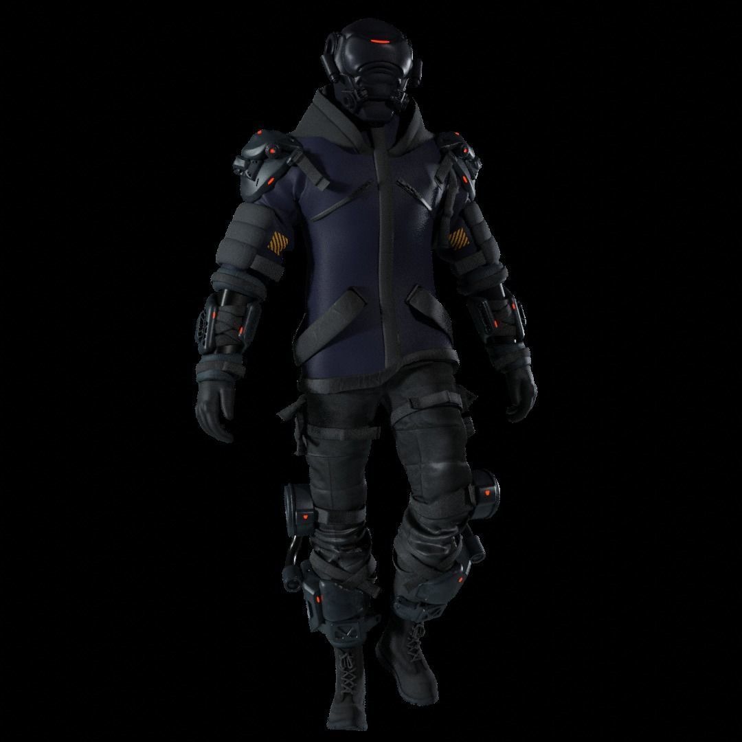 Cyberpunk Character Cyber Hunter 3D model_1
