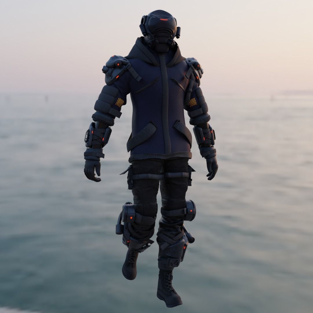 Cyberpunk Character Cyber Hunter 3D model_8