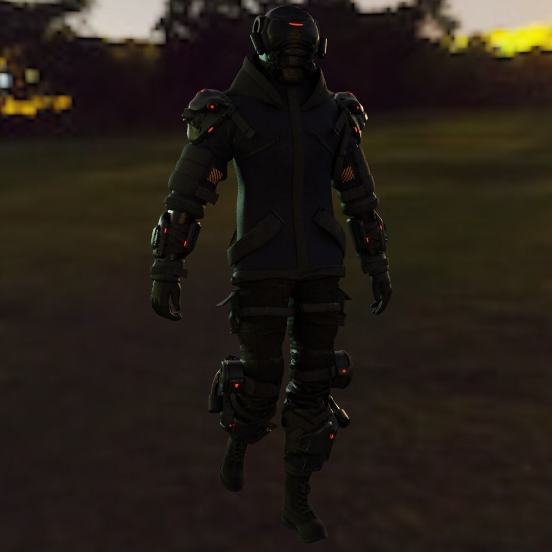 Cyberpunk Character Cyber Hunter 3D model_3
