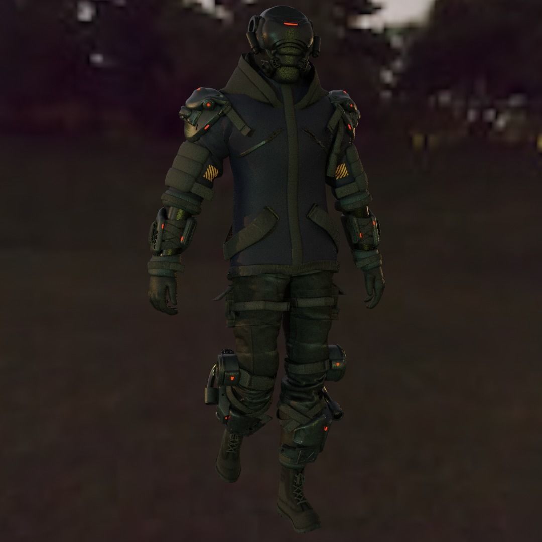 Cyberpunk Character Cyber Hunter 3D model_2