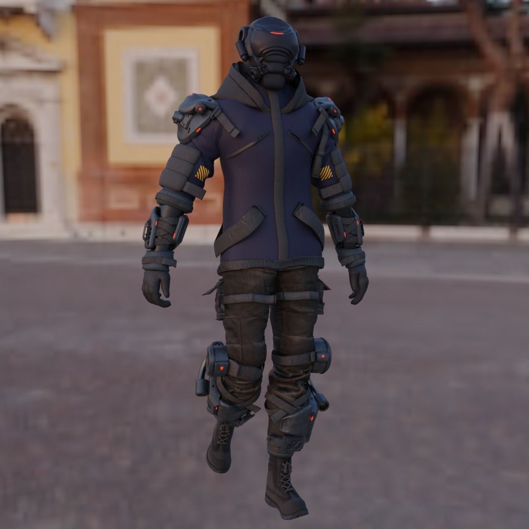 Cyberpunk Character Cyber Hunter 3D model_9