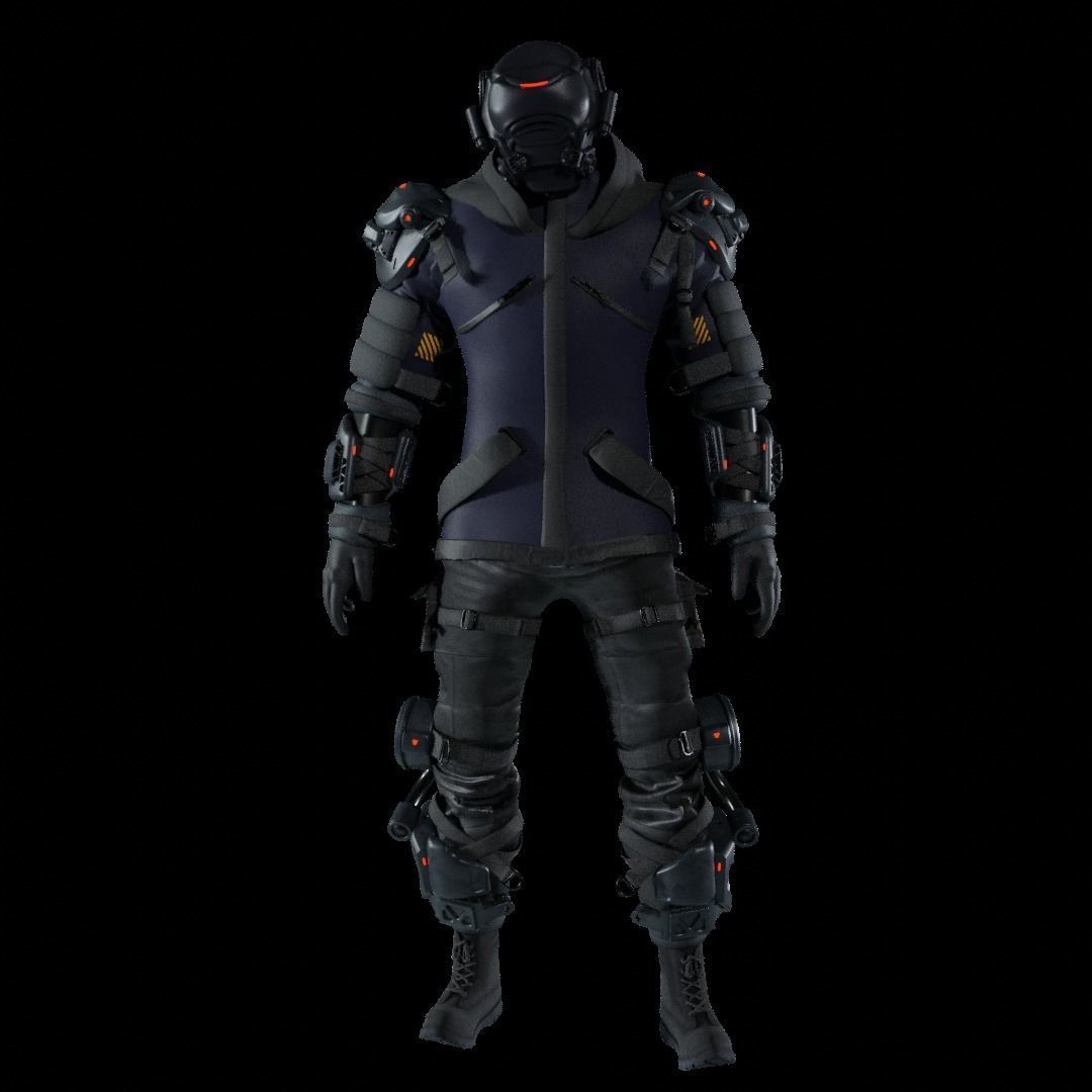 Cyberpunk Character Cyber Hunter 3D model_12
